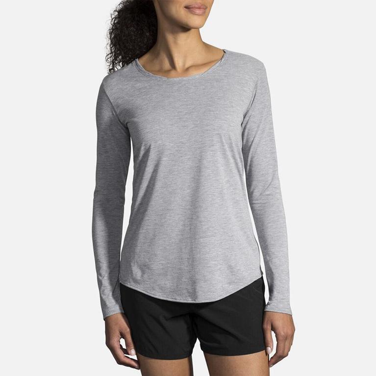 Brooks Women's Distance Long Sleeve Running Shirt - Grey (KBUJ04386)